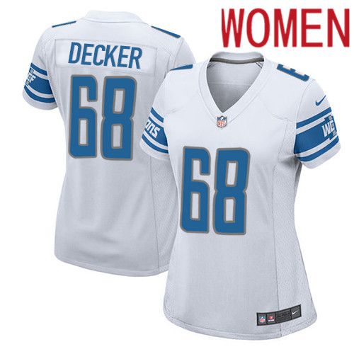 Women Detroit Lions #68 Taylor Decker Nike White Game Player NFL Jersey